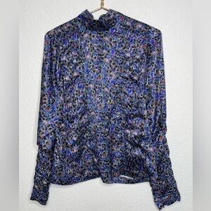 Hunter Bell blouse pleated NWT sz M high neck long sleeve